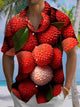 Alohadaddy® Hawaiian Lychee Print Chest Pocket Men's Short Sleeve Shirt Big & Tall