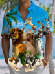 Alohadaddy® Casual Cartoon Art Print Chest Pocket Men's Short Sleeve Shirt Big & Tall