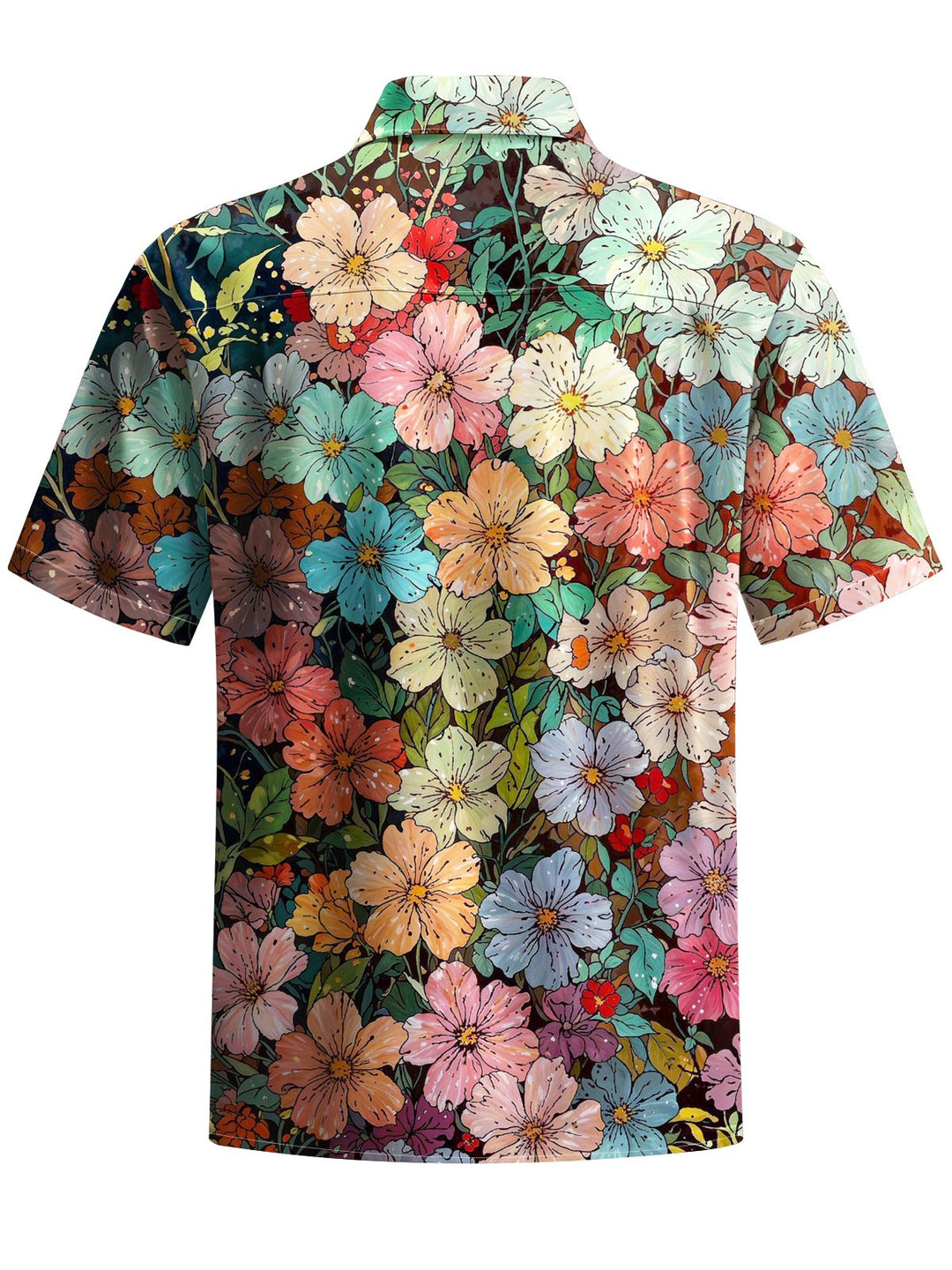 Alohadaddy® Hawaiian Flowers Art Print Chest Pocket Mens Short Sleeve Shirt Big &amp; Tall