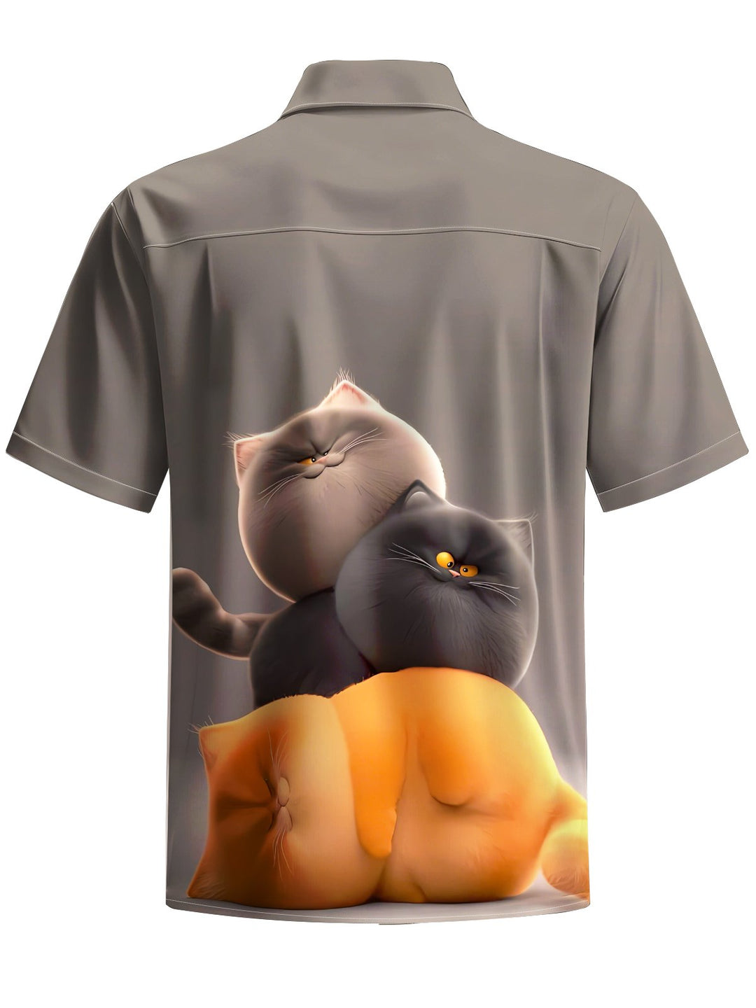 Alohadaddy® Casual Cat Art Print Moisture Wicking Chest Pocket Mens Short Sleeve Shirt Big &amp; Tall