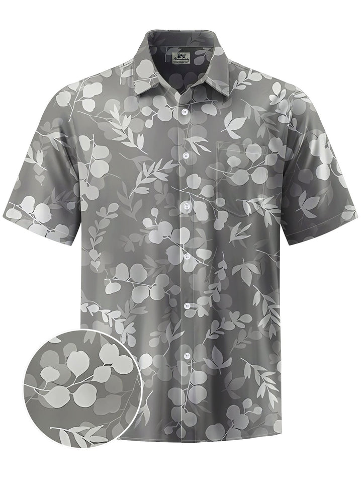 Alohadaddy® Hawaiian Leaf Art Print Chest Pocket Mens Short Sleeve Shirts Big &amp; Tall