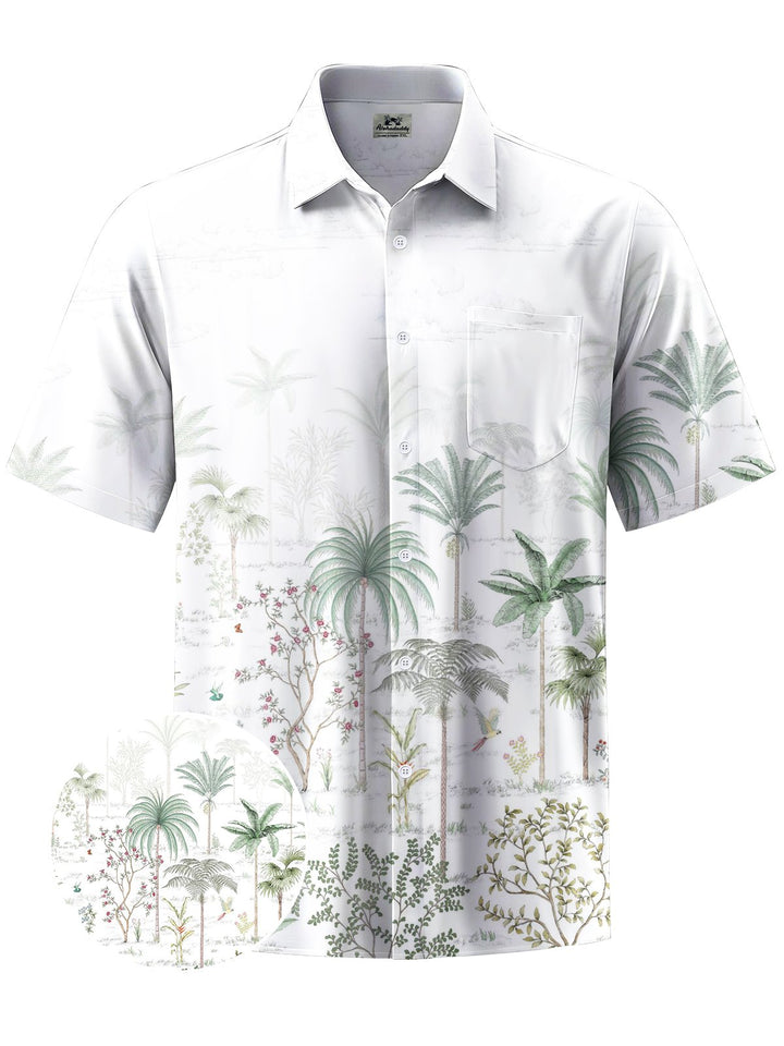 Alohadaddy® Casual Palm Tree Art Print Mens Moisture Wicking Short Sleeve Shirt Big &amp; Tall