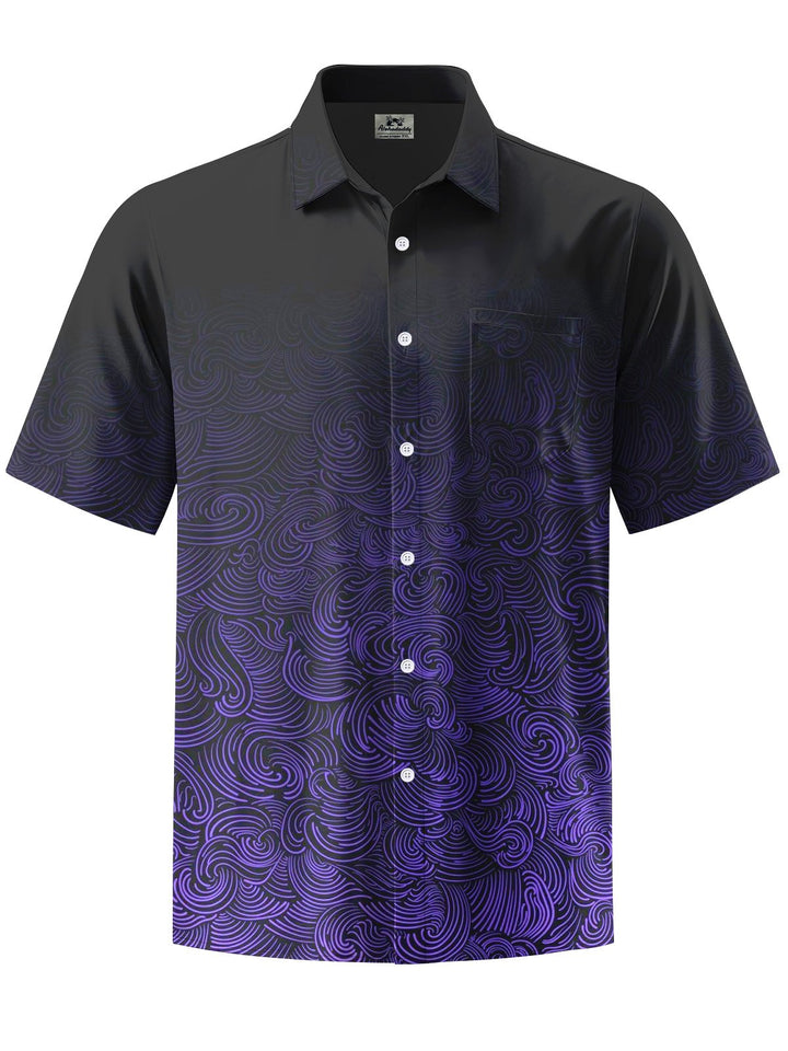 Alohadaddy® Casual Gradient Ukiyo-e Print Art Chest Pocket Men&