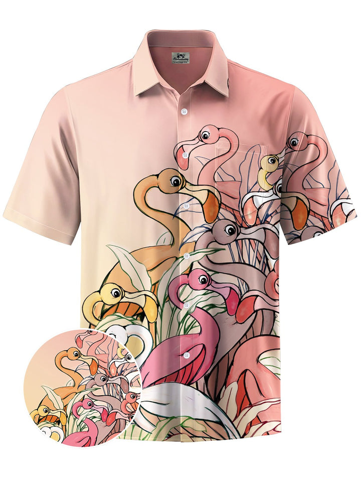 Alohadaddy® Hawaiian Flamingo Art Print Chest Pocket Men&