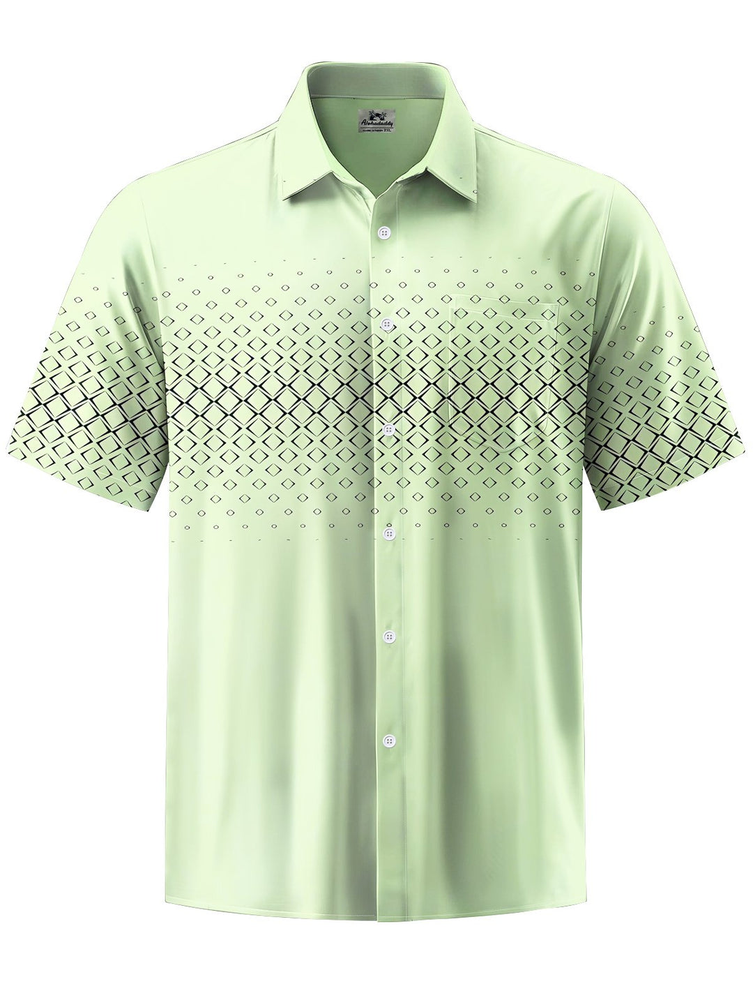 Alohadaddy® Casual Geometric Art Print Chest Pocket Men&