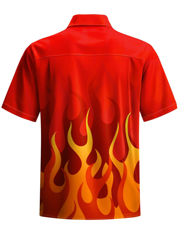Alohadaddy® Vintage Casual Flame Art Print Chest Pocket Men&