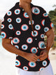 Alohadaddy® Casual Eyeball Art Print Chest Pocket Men's Short Sleeve Shirt Big & Tall