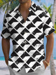 Alohadaddy® Casual Geometric Art Print Chest Pocket Men's Short Sleeve Shirt Big & Tall