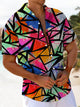 Alohadaddy® Hawaiian Geometric Art Print Chest Pocket Men's Short Sleeve Shirt Big & Tall