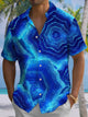 Alohadaddy® Casual Geometric Art Print Chest Pocket Men's Short Sleeve Shirt Big & Tall
