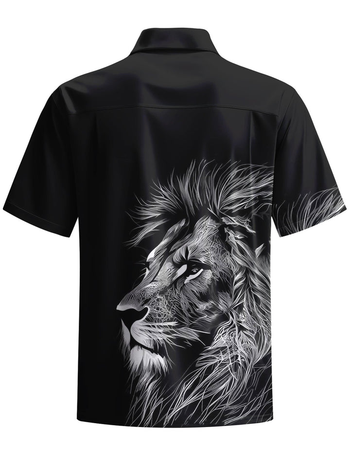 Alohadaddy® Casual Lion Head Printed Chest Pocket Men&