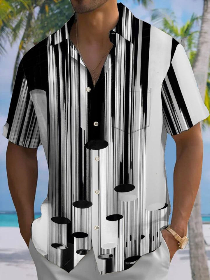 Alohadaddy® Casual Geometric Stripe Print Art Pocket Stretch Men&