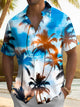 Alohadaddy® Hawaiian Palm Tree Art Print with Elastic Pockets for Men's Short Sleeve Shirt Big & Tall