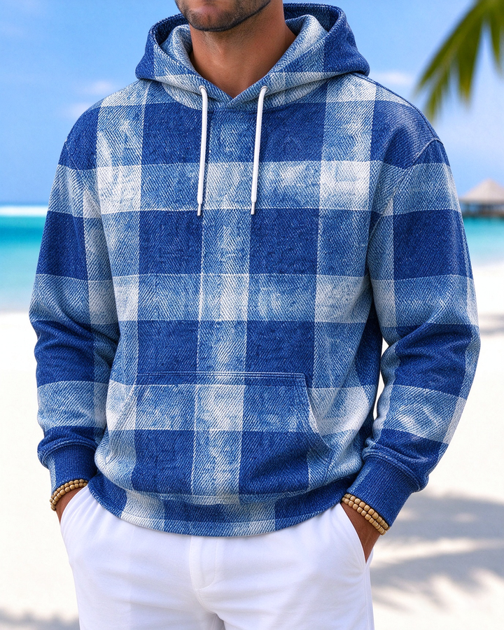 Alohadaddy® Men’s Checkered Print Pullover Hoodie