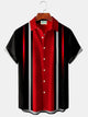 Alohadaddy Black Vintage Bowling Red Gradient Line Print Chest Bag Shirt Plus Size Shirt
