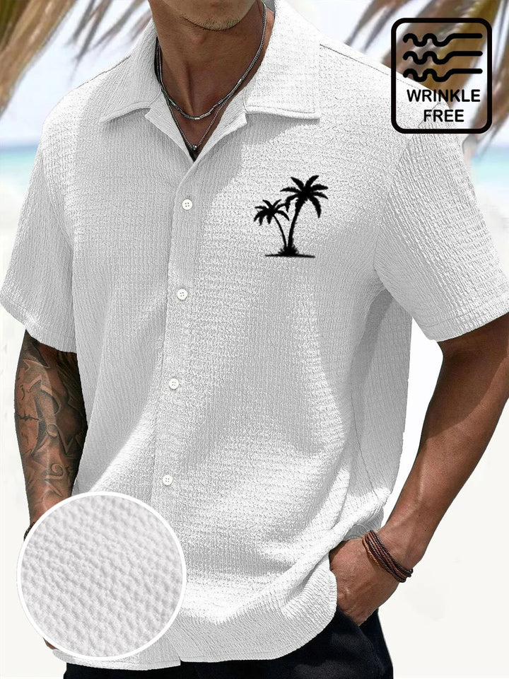 Camisa de manga corta con bolsillos abotonados y estampado digital 3D de crepe con cocotero hawaiano de Alohadaddy para hombre, talla grande y alta