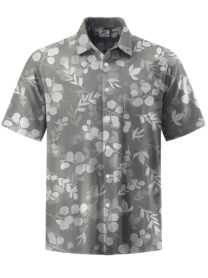 Alohadaddy® Hawaiian Leaf Art Print Chest Pocket Mens Short Sleeve Shirts Big &amp; Tall