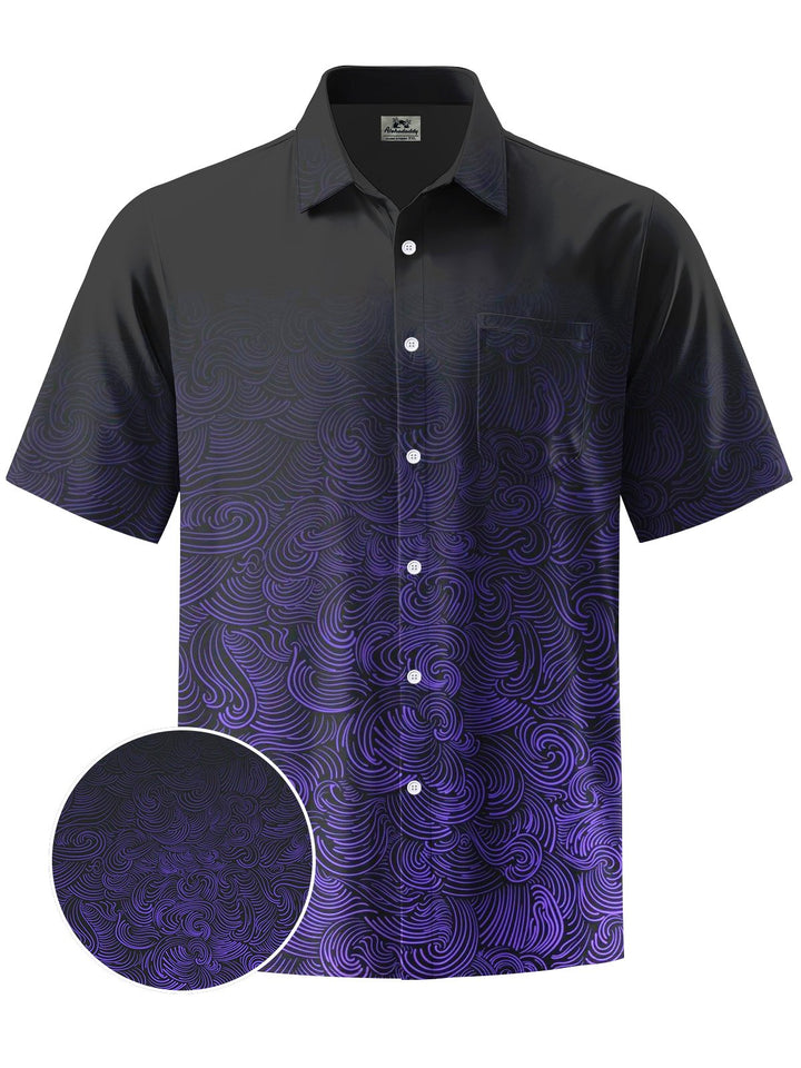 Alohadaddy® Casual Gradient Ukiyo-e Print Art Chest Pocket Men&