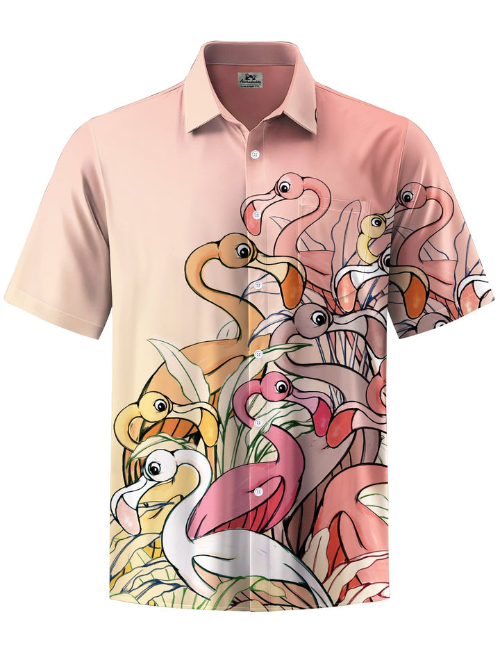 Alohadaddy® Hawaiian Flamingo Art Print Chest Pocket Men&