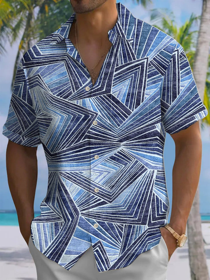 Alohadaddy® Vintage Geometric Art Print Chest Pocket Men&