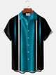 Alohadaddy Black Vintage Bowling Red Gradient Line Print Chest Bag Shirt Plus Size Shirt