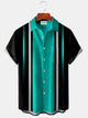 Alohadaddy Black Vintage Bowling Red Gradient Line Print Chest Bag Shirt Plus Size Shirt