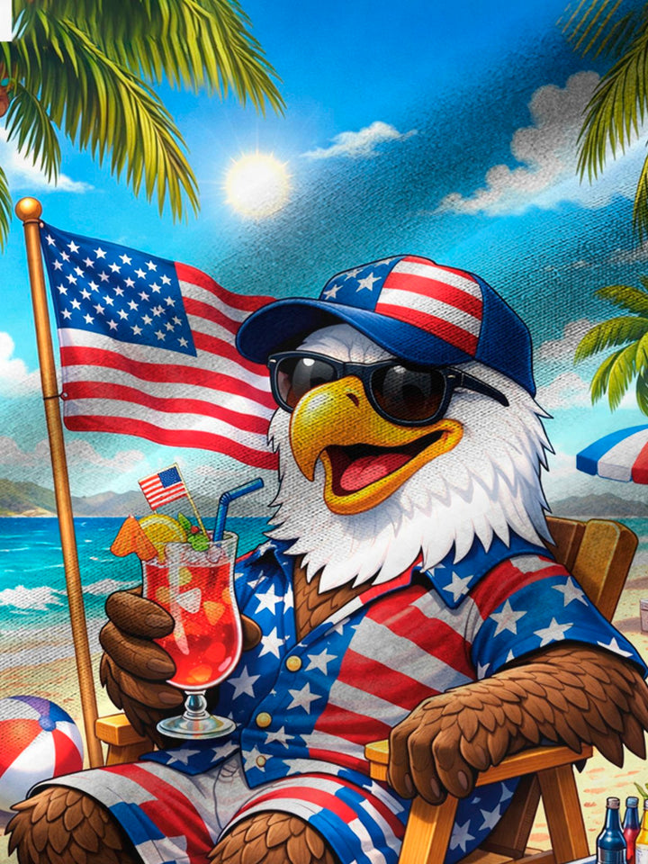 Alohadaddy® Hawaii Vintage Flag Eagle Vacation Print Men&