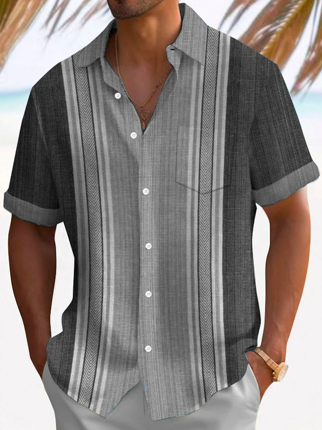 Alohadaddy Retro Geometric Textured Print Men&