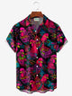 Camisa de manga corta con bolsillo abotonado y estampado digital 3D de gallo retro de Alohadaddy para hombre, talla grande y alta