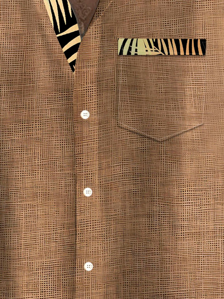 Camisa de manga corta con bolsillo abotonado para hombre con estampado 3D hawaiano texturizado vintage Alohadaddy