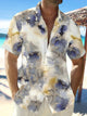 Alohadaddy Hawaiian Floral Art Print Men's Button Pocket Short Sleeve Shirt