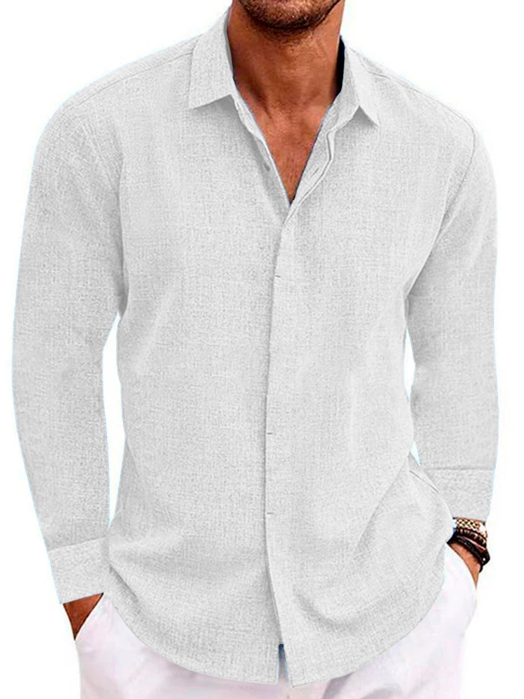 Alohadaddy Basic Cotton Linen Plain Men&