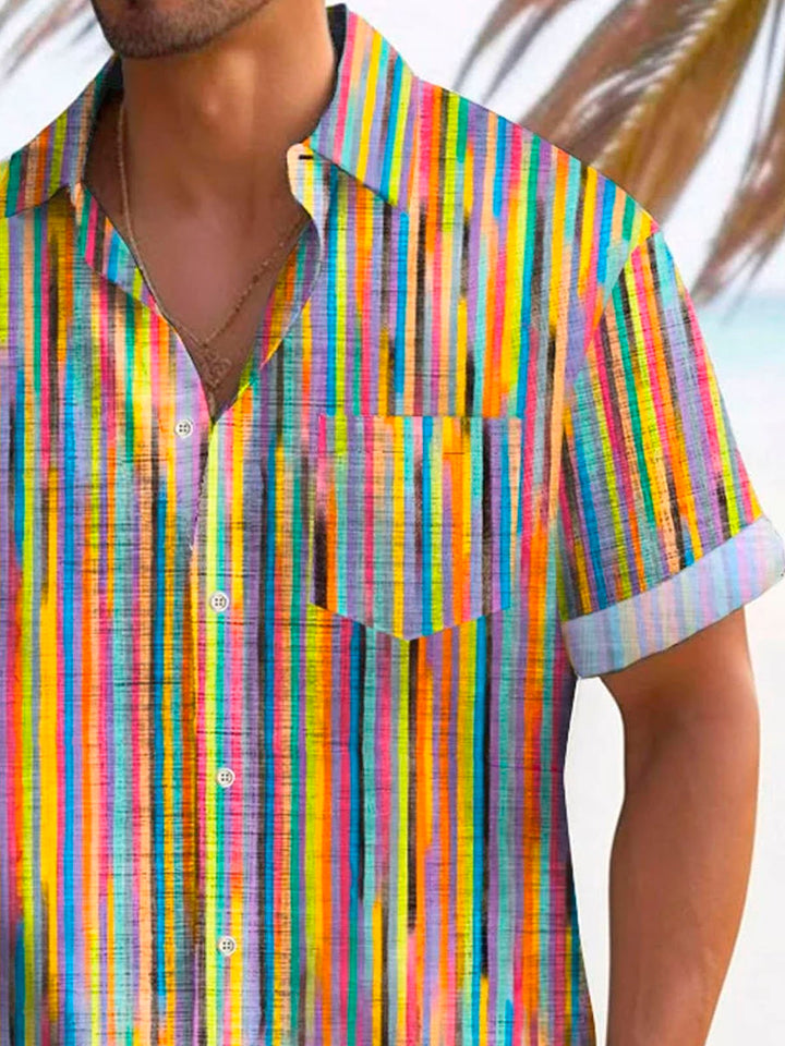 Alohadaddy Retro Gradient Stripes 3D Digital Print Men&