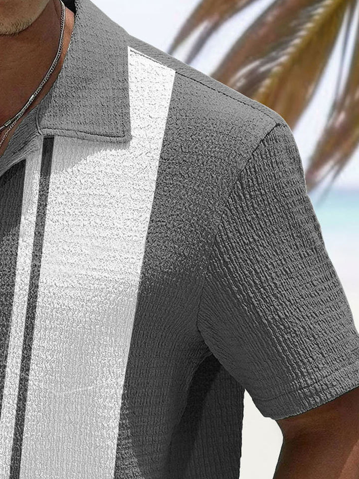 Camisa de manga corta con bolsillo abotonado y estampado digital 3D con colores contrastantes para hombre de Alohadaddy, estilo retro de bolos, finales de los años 60, tallas grandes