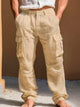 Pantalones casuales básicos con botones, bolsillos y cordón para hombre de Alohadaddy, tallas grandes y altas