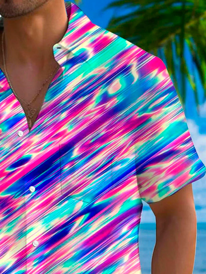 Alohadaddy Hawaiian Gradient Stripes 3D Digital Print Men&