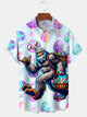 Alohadaddy Hawaii Easter Bigfoot Fun Print Art Buttons Stretch Large Size Men's Shirt