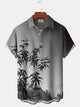 Alohadaddy Hawaii Vacation Gradient Bamboo Print Art Pocket Button Short Sleeve Stretch Large Size Men's Casual Shirt