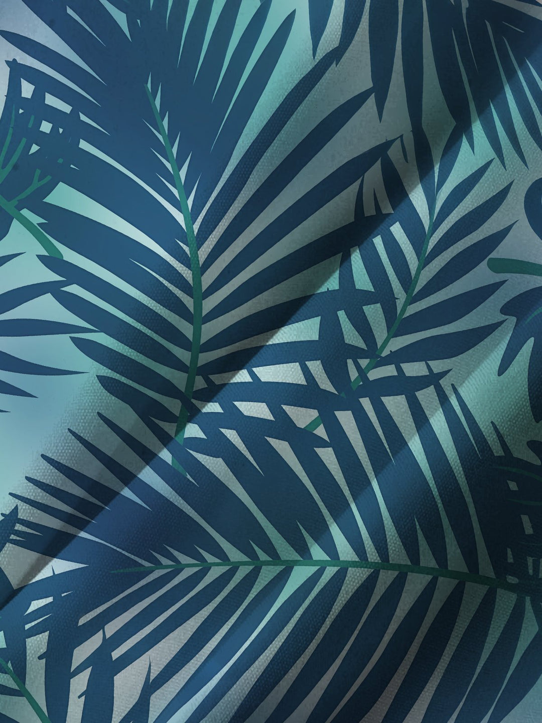 Alohadaddy Hawaiian Casual Plants Palm Leaves Print Art Pockets Buttons Elastic Large Size Shirt