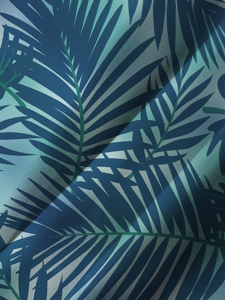 Alohadaddy Hawaiian Casual Plants Palm Leaves Print Art Pockets Buttons Elastic Large Size Shirt