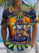 Alohadaddy Hawaiian Vacation Beach Print Art Button Cardigan Pocket Polyester Stretch Large Size Long Short Sleeve Shirt