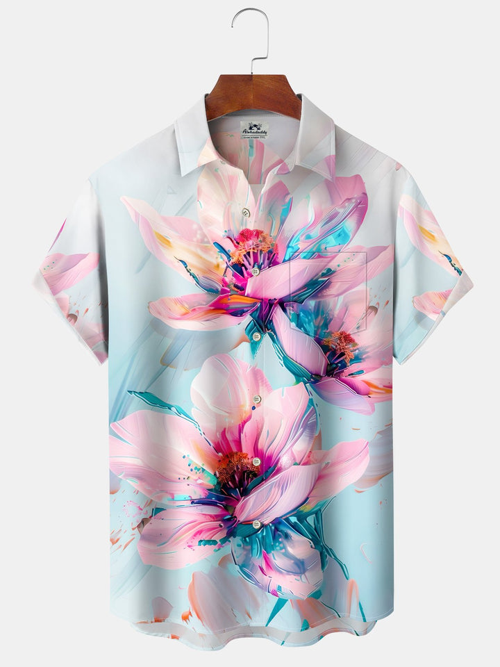 Alohadaddy® Vintage Painting Print Art Pockets Wicking Hawaiian Shirts Big &amp; Tall