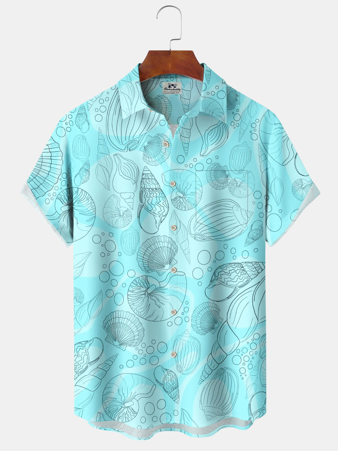 Alohadaddy® Conch Art Print Pockets Elastic Hawaiian Men&