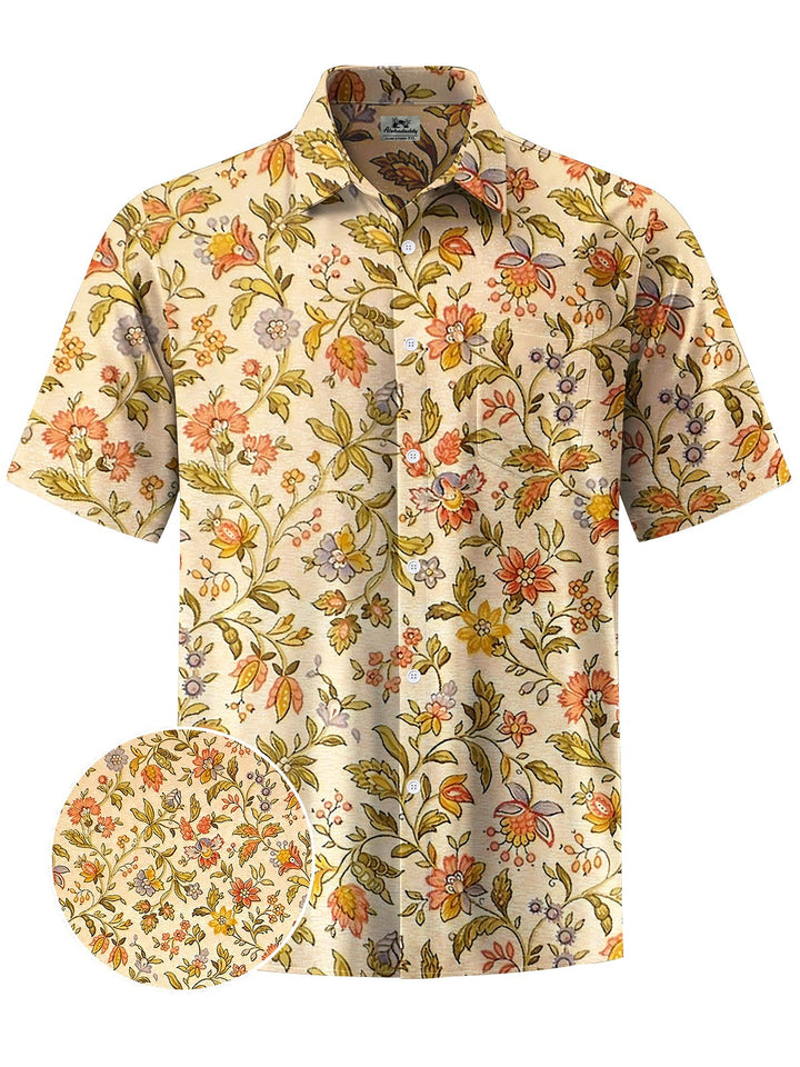 Alohadaddy® Vintage Floral Print Chest Pocket Men&