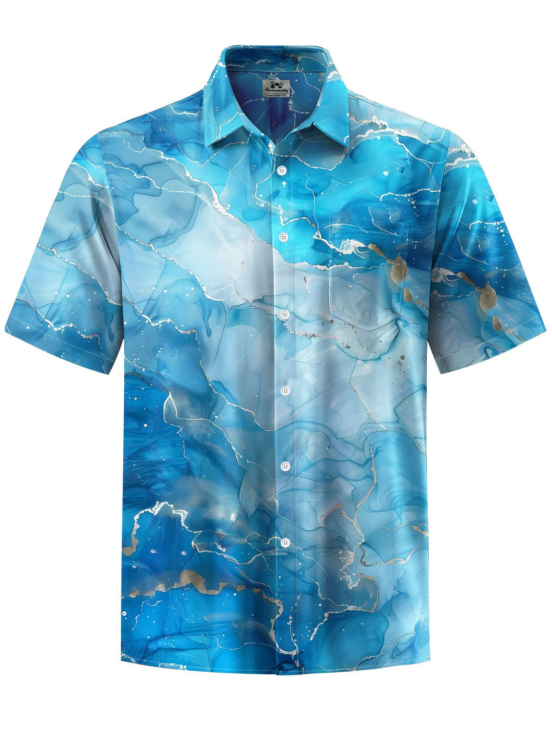 Alohadaddy® Casual Marble Print Chest Pocket Men&