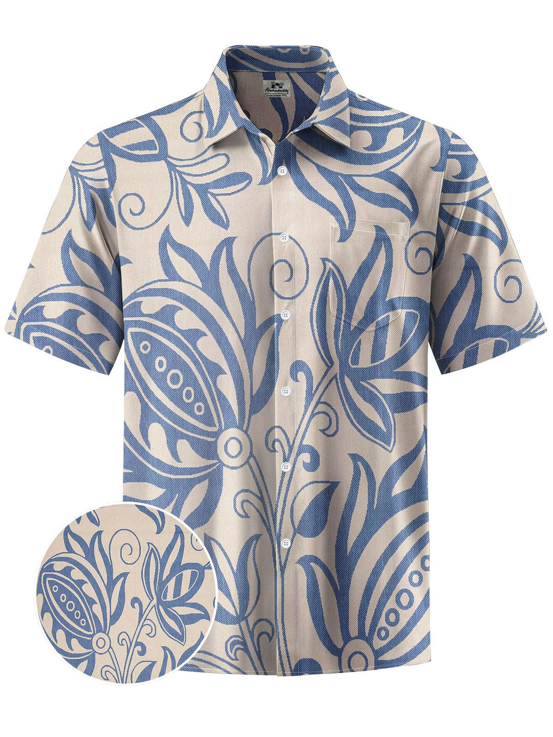 Alohadaddy® Casual Floral Print Chest Pocket Men&