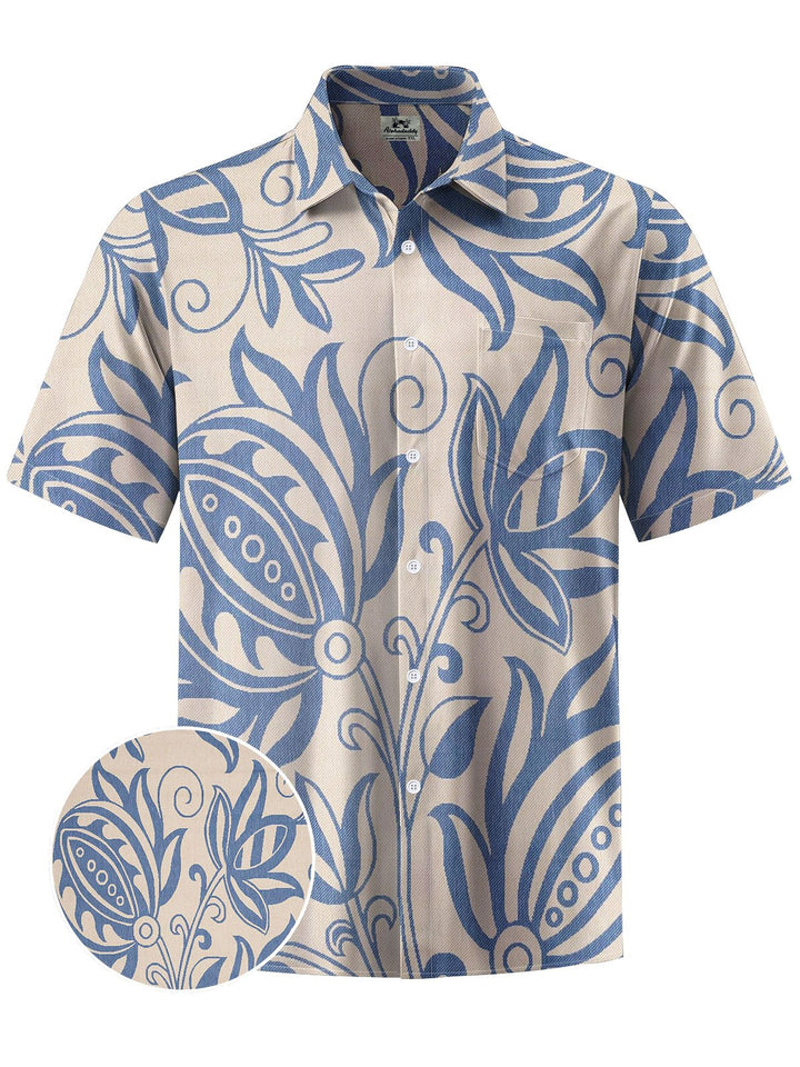 Alohadaddy® Casual Floral Print Chest Pocket Men&