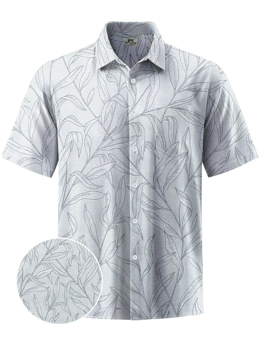 Alohadaddy® Hawaiian Leaves Print Chest Pocket Mens Short Sleeve Shirt Big &amp; Tall