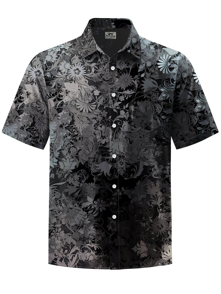 Alohadaddy® Casual Pattern Hidden Pattern Print Art Chest Pocket Men Short Sleeve Shirt Big &amp; Tall