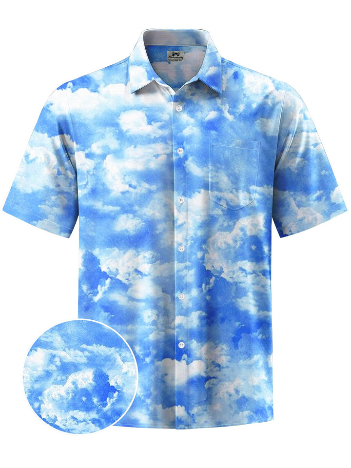 Alohadaddy® Hawaii Sky Art Print Chest Pocket Moisture Wicking Men&